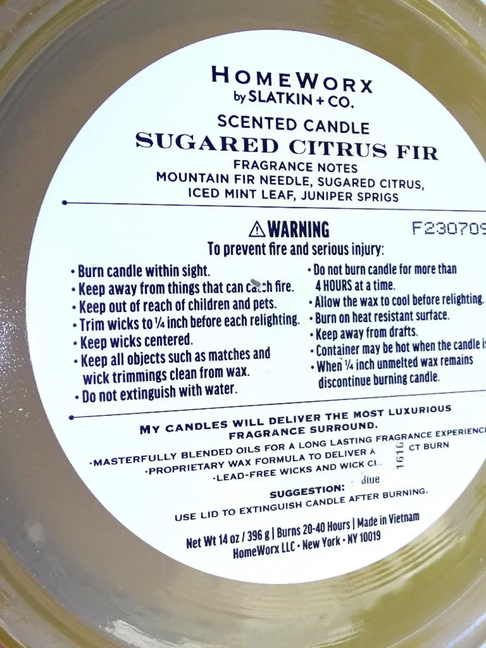 Home Worx 3 Wick Candle by Slatkin and Co. Sugared Citrus Fir 14oz New
